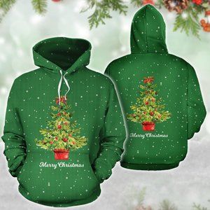 Beautiful watercolor christmas tree hoodie 3d